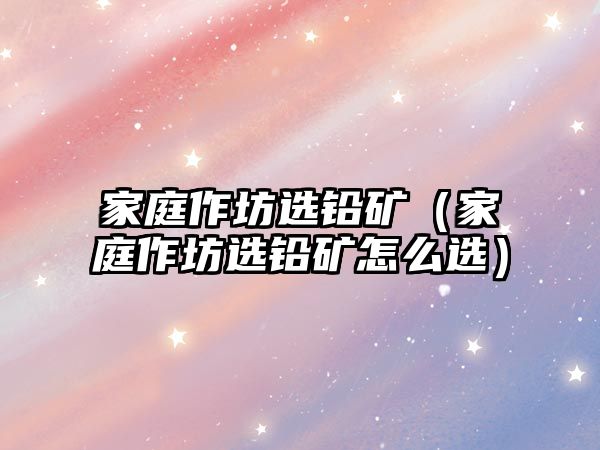 家庭作坊選鉛礦（家庭作坊選鉛礦怎么選）