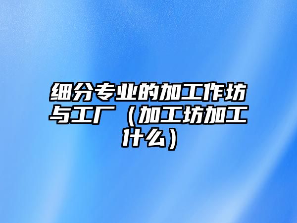 細分專業的加工作坊與工廠（加工坊加工什么）