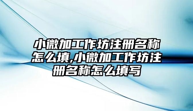 小微加工作坊注冊名稱怎么填,小微加工作坊注冊名稱怎么填寫