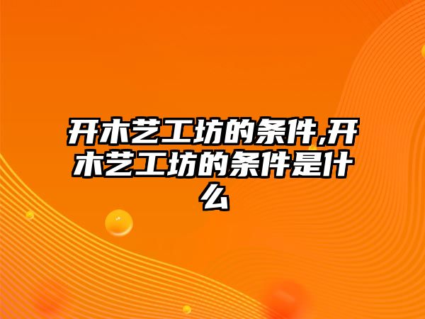 開木藝工坊的條件,開木藝工坊的條件是什么