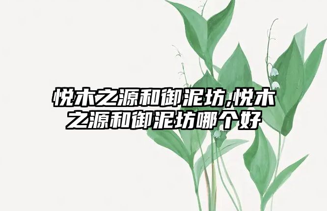 悅木之源和御泥坊,悅木之源和御泥坊哪個好