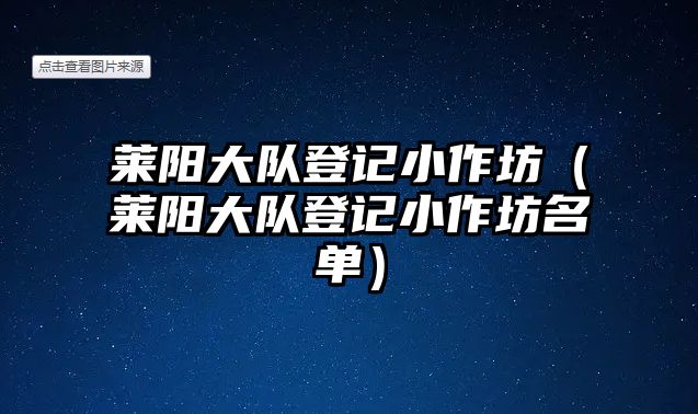 萊陽大隊登記小作坊（萊陽大隊登記小作坊名單）