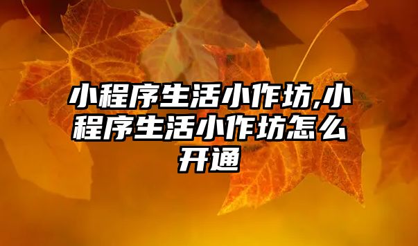 小程序生活小作坊,小程序生活小作坊怎么開通